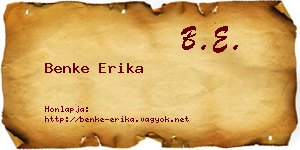 Benke Erika névjegykártya